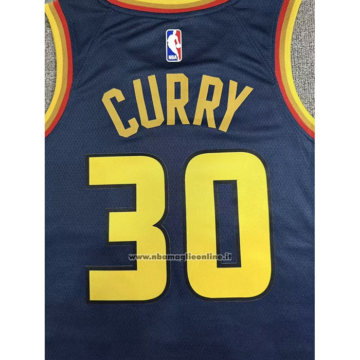 Maglia Golden State Warriors Stephen Curry #30 Citta 2024-25 Blu